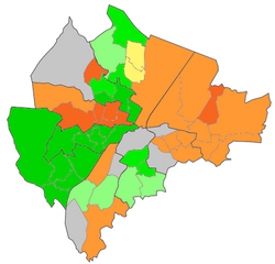 Mapa de segregación de los barrios de Belfast en 2011