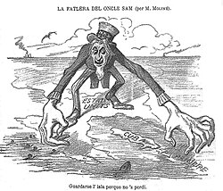 Dibujo satírico sobre la intervención estadounidense