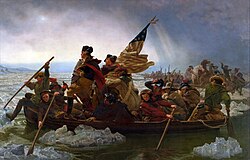 Representación de la travesía del río Delaware por George Washington
