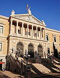 Fachada hacia la calle Recoletos correspondiente a la Biblioteca Nacional