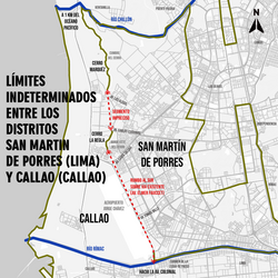 Plano detallado de los tramos en conflicto territorial entre el Callao y San Martín de Porres