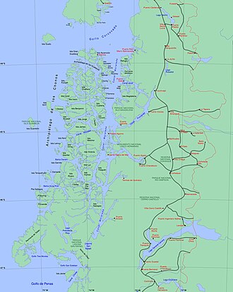Mapa de localización del archipiélago de los Chonos en el sur de Chile