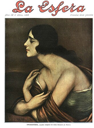 Ilustración Amarantina de Julio Romero de Torres publicada en La Esfera