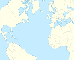 Mapa de localización de Hamilton en el Océano Atlántico Norte