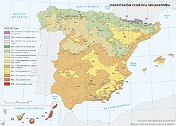 Clasificación climática de Köppen en España