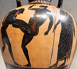Pankratistas en un ánfora griega