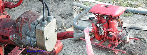 Magneto de un motor bicilíndrico empleado en una motobomba