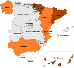 Mapa con las distintas policías de España