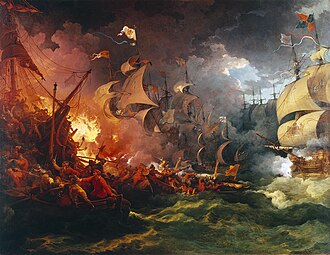 Pintura de Philippe-Jacques de Loutherbourg sobre la derrota de la armada
