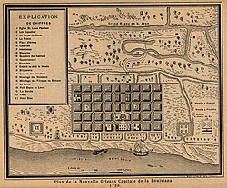 Plano histórico de la Nouvelle Orleans de 1728