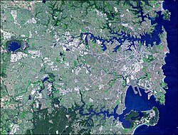 Imagen satelital de Sídney y su área metropolitana