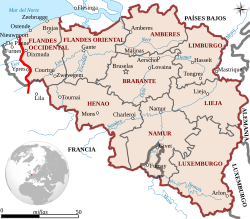 Mapa de la Bélgica ocupada