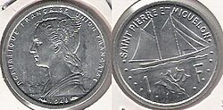 Antigua moneda de franco de San Pedro y Miquelón