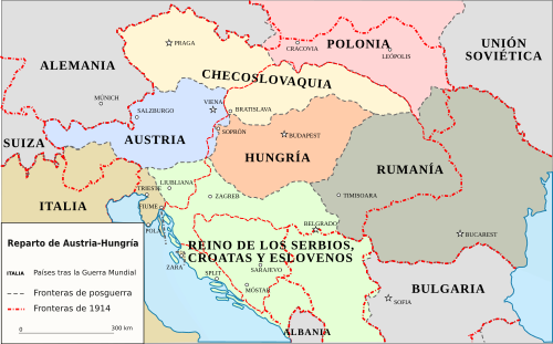 Mapa territorial de Austria tras el tratado