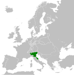 Ilustración cartográfica de la región italiana en el contexto del Primer Imperio francés.