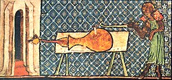 Ilustración histórica de un cañón europeo en el manuscrito de Walter de Milemete de 1326.
