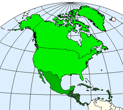 Mapa indicando las diferentes concepciones y regiones sobre Norteamérica.
