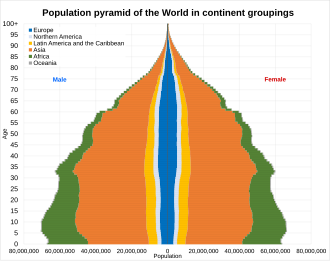 Pirámide de población del mundo en 2023