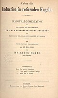 Portada de Ueber die Induction in rotirenden Kugeln