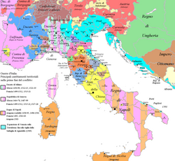 Mapa de cambios territoriales entre 1495 y 1535