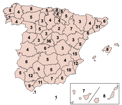 Mapa de distribución de escaños