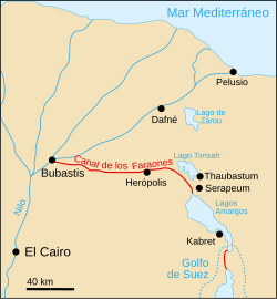 Mapa histórico del Canal de los Faraones