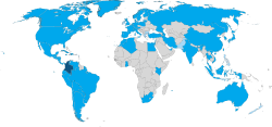 Mapa histórico de misiones diplomáticas colombianas en el mundo