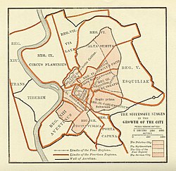 Representación cartográfica del proceso de crecimiento territorial de la antigua Roma.