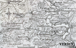Mapa operativo de la orilla oeste del Mosa en 1916