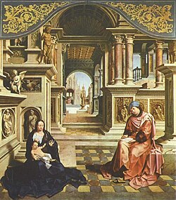 San Lucas pintando a la Virgen y al Niño