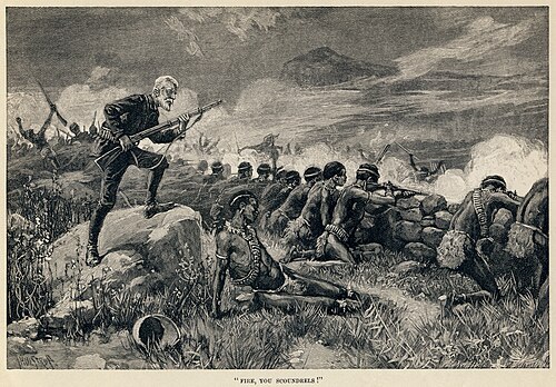 Ilustración de 1888 por Thulstrup para la Maiwa's Revenge de H. Rider Haggard
