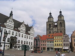 Plaza del mercado de Wittenberg con el antiguo Ayuntamiento