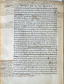Fotografía del Ejemplar de Burdeos de 1588 con anotaciones autógrafas