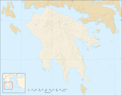 Mapa que muestra la ubicación de Argos en el Peloponeso