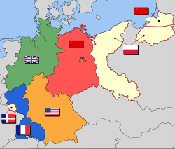 Mapa con las zonas de ocupación alemanas