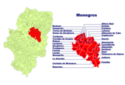 Detalle geográfico y administrativo de Los Monegros
