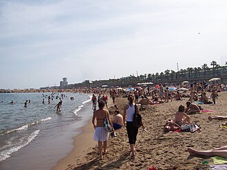 Vista general de la playa en temporada alta