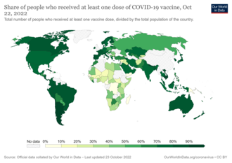 Mapa de la proporción de personas que recibieron al menos una dosis de la vacuna