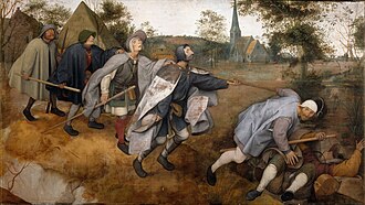 Detalle de la procesión de ciegos en la obra de Brueghel