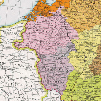 Mapa de la Lotaringia hacia el año 1000