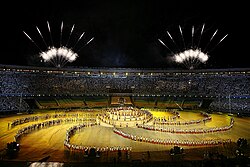 Banderas y ceremonias en los Juegos Panamericanos de Río de Janeiro 2007.