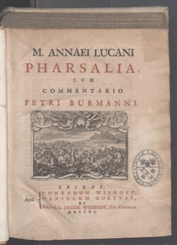 Portada histórica de la edición de Farsalia publicada en 1740