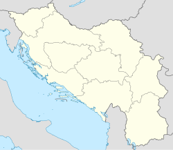 Mapa que muestra la ubicación de Fiume en relación con Yugoslavia