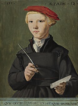 Retrato de un joven escolar pintado en 1531 por Jan van Scorel.