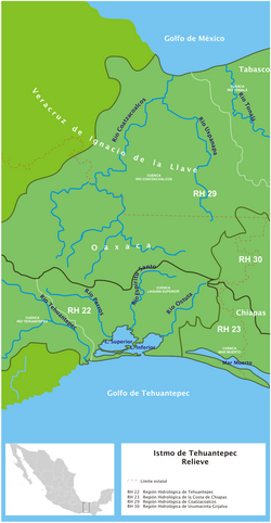 Mapa hidrológico del Istmo de Tehuantepec