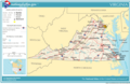 Mapa de principales ciudades y carreteras de Virginia