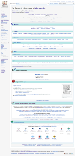 Portada de Wikcionario en español