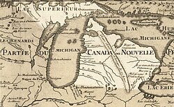 Mapa histórico de Míchigan en 1718