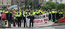 Manifestación de trabajadores demandando la negociación del convenio de su empresa.