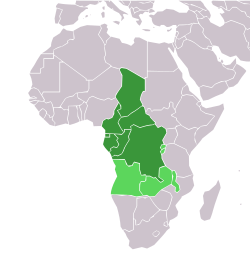 Mapa representativo de la región de África Central